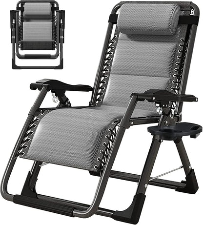 ABORON Zero Gravity Chair,Premium Outdoor Lawn Folding Lounge Chairs,Sturdy Adjustable Reclining Patio Chairs with Built in Cushion,Headrest & Tray