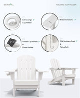 SERWALL Adirondack Chair with Cup Holders - Composite Adirondack Chairs HDPE Outdoor Chairs All Weather Use- White - Photo 8