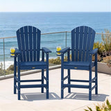 VINGLI Tall Adirondack Chair, All-Weather Plastic Adirondack Chair with Cup Holder Heavy-Duty Outdoor Barstools for - Photo 2