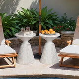 SUNBURY White Outdoor Side Table, Concrete Side Table Set of 2, Mushroom Side Table Plant Stand - Photo 2