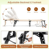 Giantex Folding Beach Tanning Chair - Adjustable Patio Lounge Chair w/Face Hole, Removable Pillows, Carry Strap - Photo 4