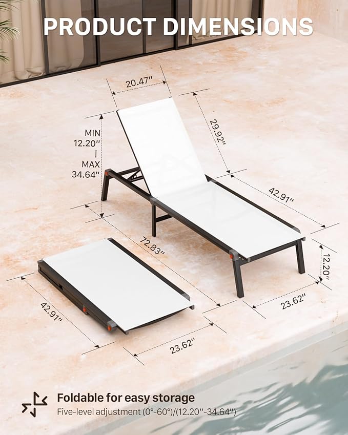 Aluminum Chaise Foldable Patio Lounge Chair Outdoor - Photo 2