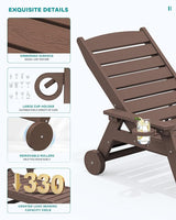 SERWALL Patio Chaise Lounge Chair Set of 2, 78'' Long 5-Positions Adjustable HDPE Outdoor Lounger for Pool - Photo 5