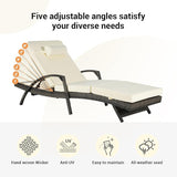 KEIKI Wicker Outdoor Chaise Lounge Chairs Set of 2 for Patio & Pool Side with 5-Level Adjustable Backrest and Cushions - Photo 4