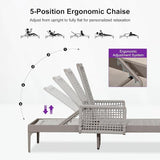 PURPLE LEAF 2 Pieces Outdoor Chaise Lounge Set Rattan Wicker Lounger with Arms Poolside Furniture Adjustable Recliners - Photo 6