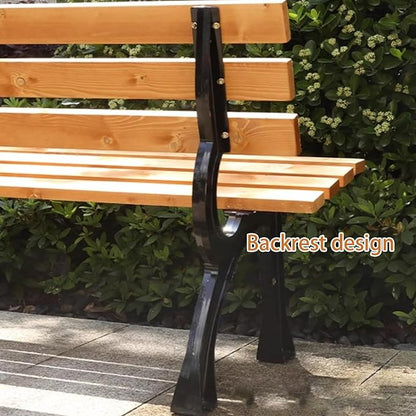 Outdoor Garden Bench, Park Bench with Back, Metal Steel Frame Bench Patio, Metal Bench, Perfect for Garden, Patio, Porch, Deck(Brown,120cm/47.2in)