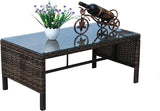 Rattan Wicker Side Table Glass Coffee Table for Outdoor Backyard Lawn Balcony Pool RectangleTempered Glass Top Wicker - Photo 8