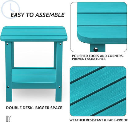 SERWALL Double Adirondack Side Table End Table Set of 6- Tiffany