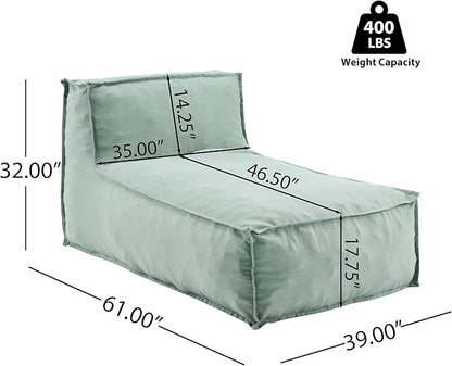 Merax Outdoor Bean Bag Lounge Chairs Set of 2, 61" Outdoor Chaise Lounger Chair with Foam Filled, Cozy Outdoor Bean Bag Couch for Patio Pool Desk, Water-Resistant Fabric Sun Lounger Chair, Mint