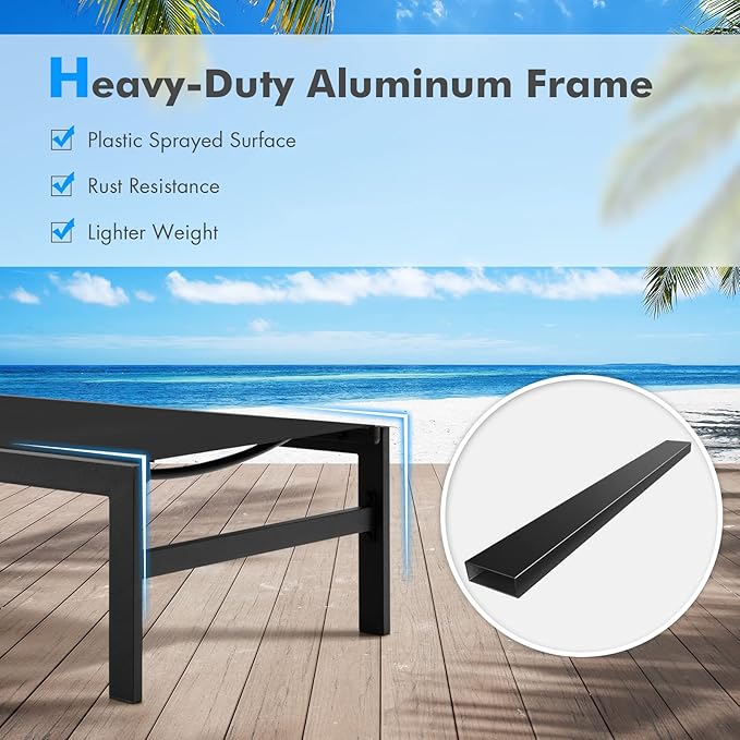 Tangkula Aluminum Lounge Chair Outdoor, Patio Adjustable Chaise Lounge with 6-Position Backrest, Aluminum Frame - Photo 6