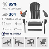 Plawdlik Folding Adirondack Chair, SGS Tested, Wooden Textured with Cup Holder - Photo 6