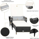 HAPPYGRILL Patio Chaise Lounge Chair Set of 2, Outdoor Rattan Wicker Recliner with Thick Cushion, Lumbar Pillow - Photo 8