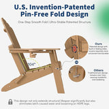 Plawdlik Folding Adirondack Chair Set of 4-with Two Cup Holder, Widened Heavy All-Weather HDPE, SGS Tested - Photo 6