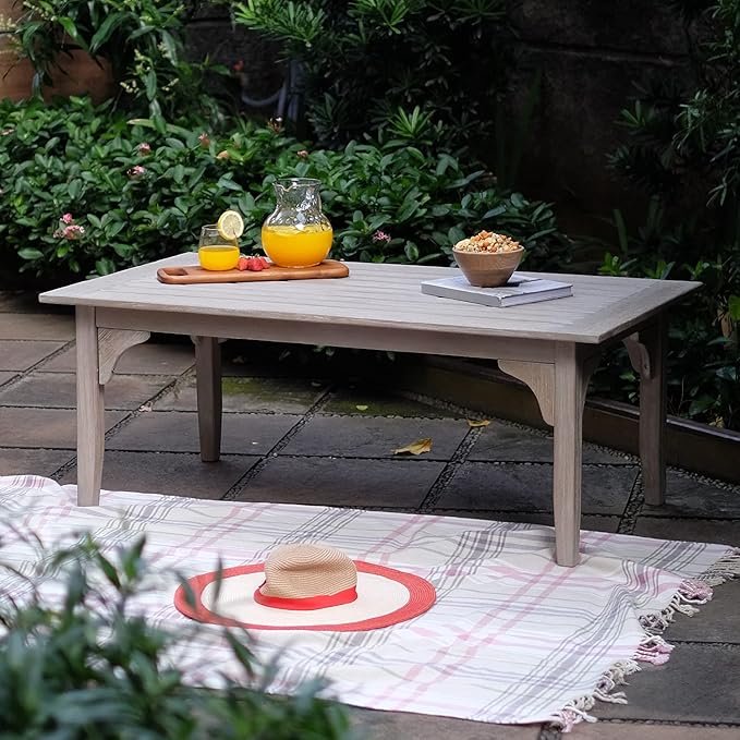 Cambridge Casual Auburn Superior Indonesian Teak Patio Coffee Table, Weathered Teak