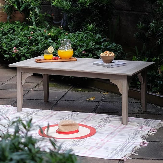 Cambridge Casual Auburn Superior Indonesian Teak Patio Coffee Table, Weathered Teak