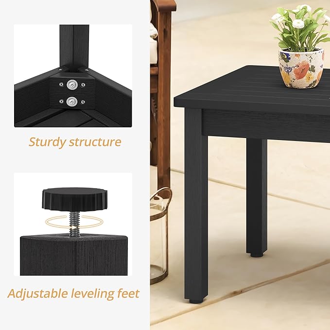 LUE BONA Outdoor Coffee Table Rectangle, 42.5" HDPS Patio Coffee Tables for Outside - Photo 6