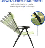 Outsunny Folding Patio Dining Chairs Set of 2, Outdoor Deck Chair with Adjustable Sling Back - Photo 5