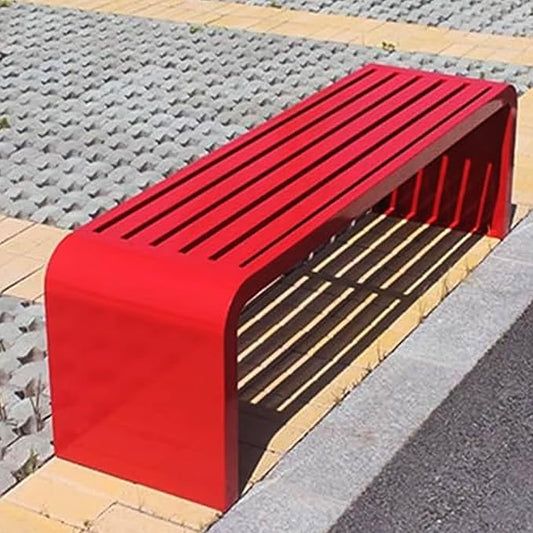 Outdoor Patio Bench, Park Bench Outdoor Bench Metal Bench Backless Benches, 660Lbs Weight Capacity, for Porch, Garden, Park, Backyard(Red,100x40x45CM)