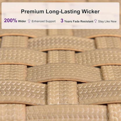 PURPLE LEAF Patio Chaise Lounge Chairs Outdoor Set of 2, Wicker Pool Lounge Chairs for Outside with Adjustable Backrest, Aluminum Sunbathing Lounger for Patio, Poolside, Garden, Light Brown