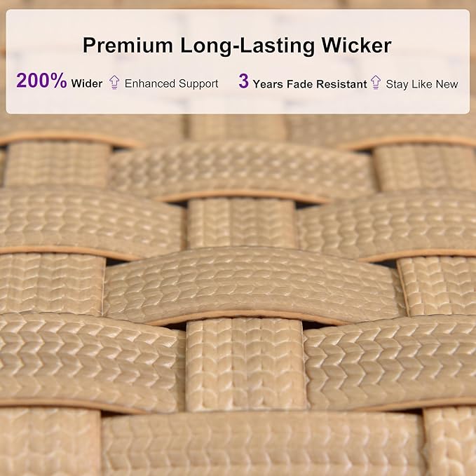 PURPLE LEAF Patio Chaise Lounge Chairs Outdoor 1 Piece, Wicker Pool Lounge Chairs for Outside with Adjustable Backrest, Aluminum Sunbathing Lounger for Patio, Poolside, Garden, Light Brown