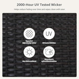 Set of 4 Dark Brown Outdoor Chaise Lounge Chairs, Wicker Patio Lounge Chairs with Adjustable Backrest and Wheels - Photo 6