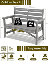 GREENVINES Outdoor Bench | HDPE | Garden Benches | All Weather | for Outdoors Patio Park Porch Outside Backyard - Photo 3