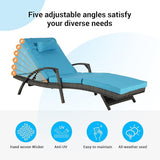 KEIKI Wicker Outdoor Chaise Lounge Chairs Set of 2 for Patio & Pool Side with 5-Level Adjustable Backrest and Cushions - Photo 4