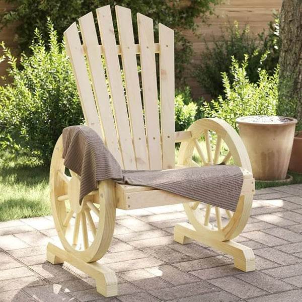 Natural Wood Solid Fir Wood Garden Adirondack Chair Set of 4 - Photo 1