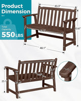 Outdoor Bench, 2-Person HDPE Garden Bench, All Weather Poly Patio Bench for Outdoors, Garden, Backyard, Porch and Park - Photo 3