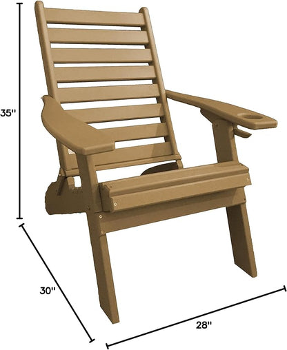 Furniture Barn USA Farmhouse Collection Poly Ladderback Folding Adirondack Chair, Weathered Wood