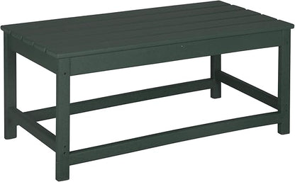WO Home Furniture Adirondack Chairs Table Set of 3 PCS Outdoor Folding Chairs Coffee Table Weather/UV Resistant for Lawn, Garden, Bon Fire, Balcony (Dark Green)