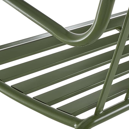 Deco 79 Metal Patio Outdoor Bench Slatted Patio Bench with Curved Armrests, Bench 44" x 22" x 36", Green