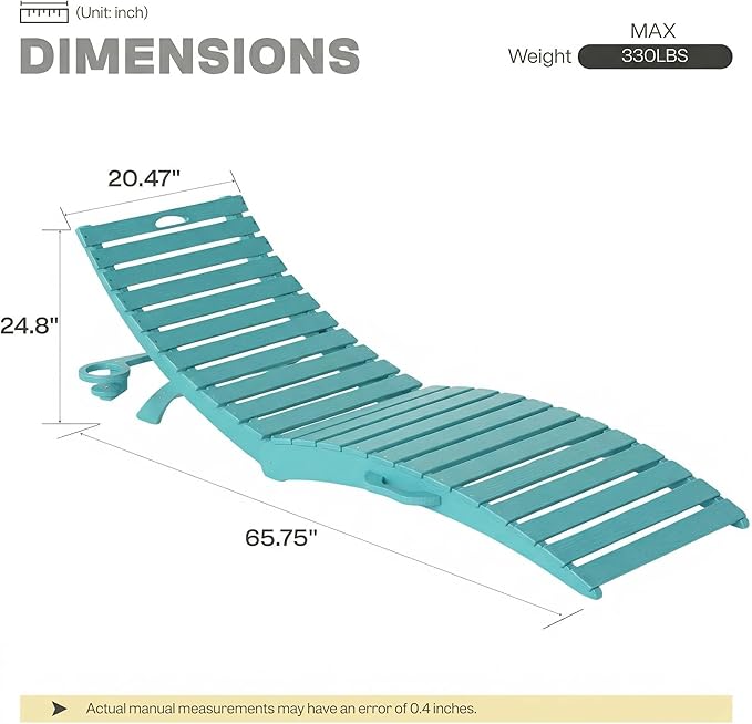 Pre-Assembled Folding in-Pool Lounge Chair, HDPE Outdoor Chaise Lounge with Cup Holder, Pool Lounge Chair for Poolside - Photo 2