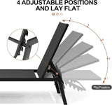 Crestlive Products Stackable Chaise Lounge Chair Outdoor Set of 4, Adjustable 5 Positions Pool Tanning Recliner - Photo 4