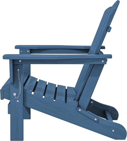 KINGYES Folding Adirondack Chair Set of 6, HDPE All-Weather Adirondack Chair, Navy