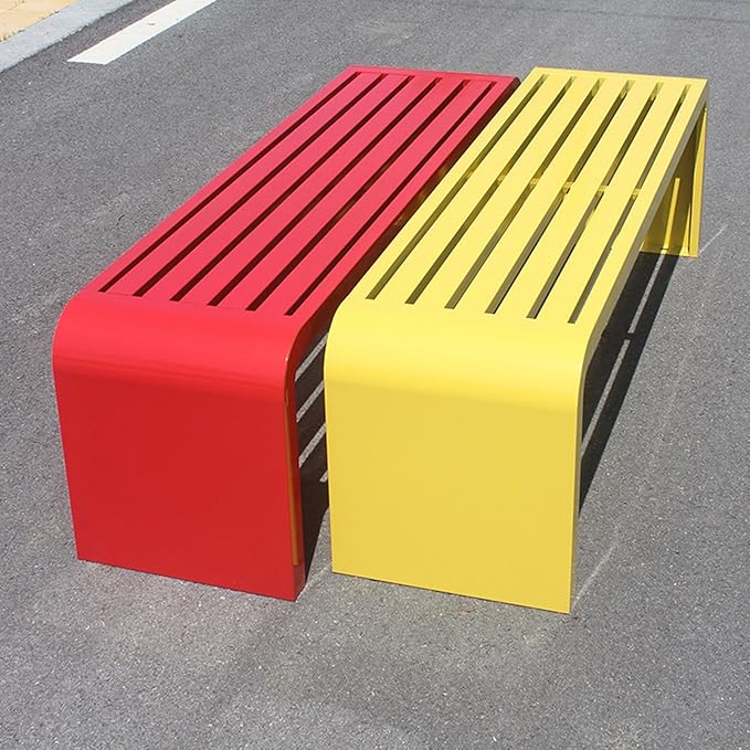 Garden Bench, Outdoor Patio Backless Bench, Metal Garden Benches, All-Weather Park Bench for Garden, Porch, Lounge(Color:Yellow,Size:180 * 40 * 45cm/71 * 16 * 18in)