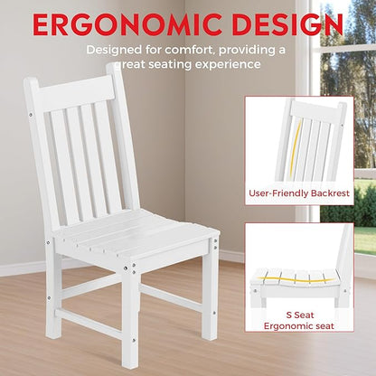 Costaelm Armless Outdoor Chair, Patio Adirondack Chair, HDPE Poly Lumber Waterproof Restaurant Bistro Kitchen Dining Chair for Outside Porch Backyard Garden, White