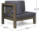 roomfitters Outdoor X-Back Loveseat with Acacia Wood Frame and Weather-Resistant Cushions, Dark Grey - Photo 3