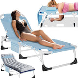 MOPHOTO Tanning Chair, Outdoor Sunbathing Lounge Chair 5-Position, Folding Chaise Lounger - Photo 1