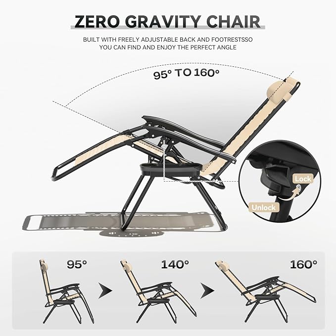 Zero Gravity Chair, Portable Outdoor Chair - Photo 4