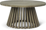 Christopher Knight Home Hakee Acacia Wood Patio Coffee Table, Round Table with Unique Wooden Base for Backyard, Balcony - Photo 9