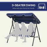 Outsunny 3-Seat Outdoor Patio Swing Chair with Removable Cushion, Steel Frame Stand and Adjustable Tilt Canopy for Patio - Photo 5