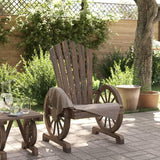 Solid Fir Wood Adirondack Chair Outdoor Patio Furniture with Wagon-Wheel Armrests 24.8" Wide Ergonomic Seat for - Photo 3