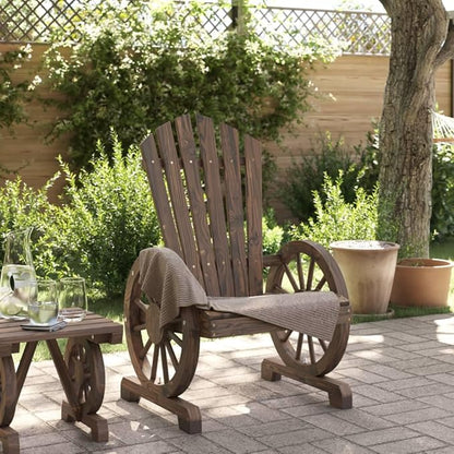 Garden Adirondack Chair Burnt Wood Solid Fir Wood Standard Outdoor Furniture with Ergonomic Structure and Weather-Resistant Design for Patio Deck Balcony Relaxation