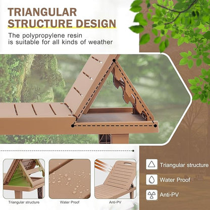 CDCASA Outdoor Chaise Lounge Set of 4, Pool Lounge Chairs w/5 Adjustable Positions & Side Tray, Waterproof Resin Lounges for Poolside,Yard,Garden,Sunbathing, for All Weather, Brown