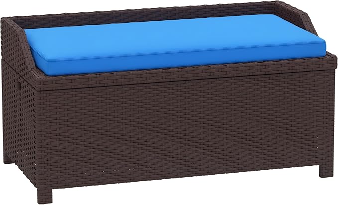 Outsunny Outdoor Wicker Storage Bench Deck Box - Photo 1