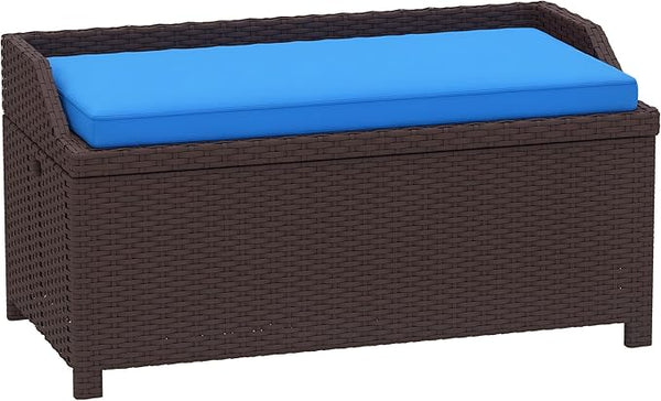 Outsunny Outdoor Wicker Storage Bench Deck Box - Photo 1