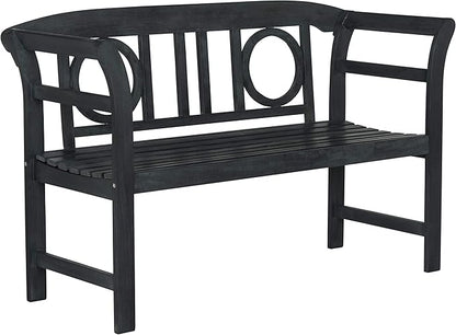Safavieh PAT6743K Outdoor Collection Moorpark Grey 2 Seat Bench, Dark Slate Gray