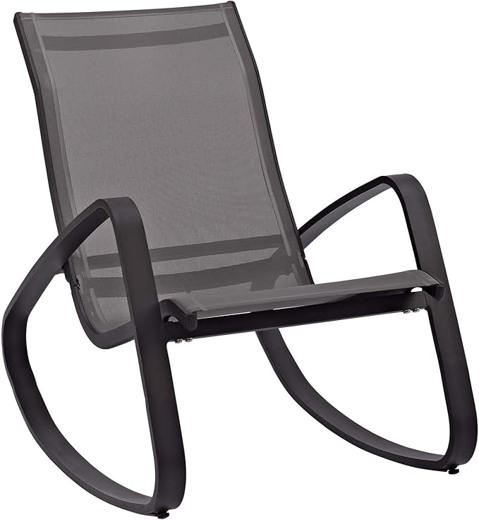 Modway Traveler Outdoor Patio Aluminum Mesh Rocking Sling Lawn Chair Glider in Black Black - Photo 1