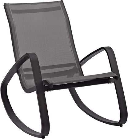 Modway Traveler Outdoor Patio Aluminum Mesh Rocking Sling Lawn Chair Glider in Black Black